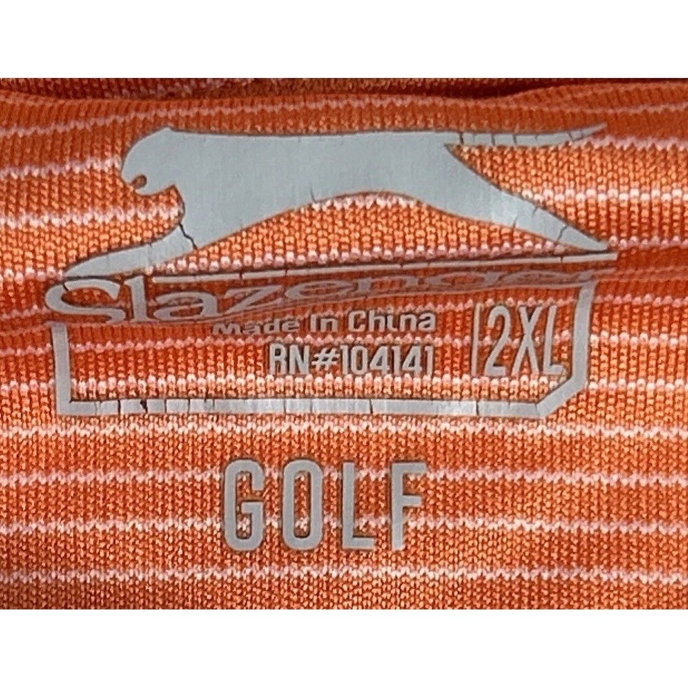 Slazenger Men's Golf Orange white Stripe Polo 2X-Large Short Sleeve(359) - Picture 4 of 6
